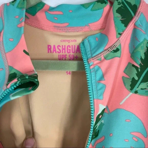 Crewcuts long sleeved one piece rash guard one piece 14 Monstera leaves - Picture 3 of 4